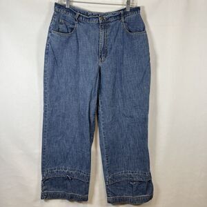 Chaver Vintage Blue Denim Wide Leg Cropped Jeans Women's Size 12 (EU) High Rise